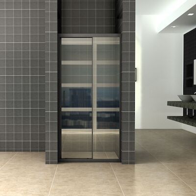 Schuifdeur Wiesbaden Skyline Douchedeur 100×200 cm 8 mm NANO Coating Mat Zwart