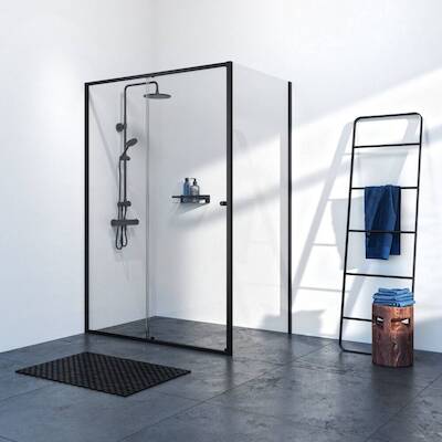 Sealskin Contour douchecabine met schuifdeur incl. antikalk 140x90x200cm mat zwart