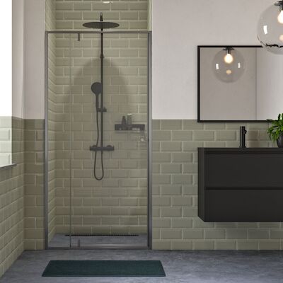 Sealskin Contour Draaideur Voor Nis 100×200 cm, 6 mm Helder Veiligheidsglas met Antikalklaag Mat Grijs