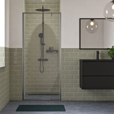 Sealskin Contour Draaideur Voor Nis 90×200 cm, 6 mm Helder Veiligheidsglas met Antikalklaag Mat Grijs