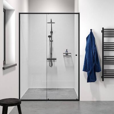 Sealskin Contour Schuifdeur voor Nis 140×200 cm 6mm Helderglas Mat Zwart