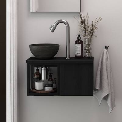 Sjithouse Etna fonteinmeubelset incl. RVS kraan 50×26,9×22,5 Nero/Zwart