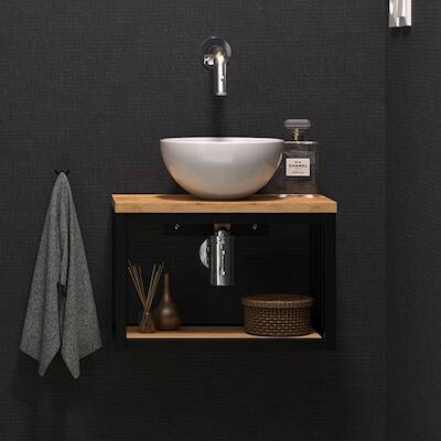 Sjithouse Moon fonteinmeubelset excl. kraan 40×22,5×26,9 Navarro eiken/Wit