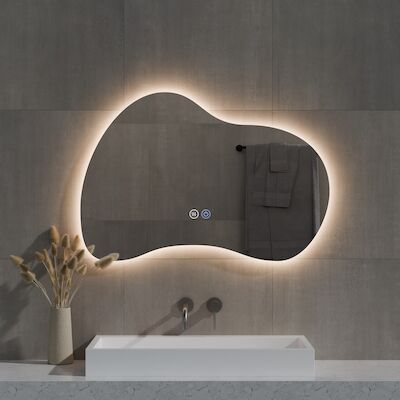 Spiegel Best Design Strange Organisch 100×70 cm Incl. Sipegelverwarming & Dimare LED Verlichting