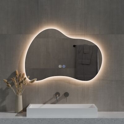 Spiegel Best Design Strange Organisch 120×70 cm Incl. Spiegelverwarming & Dimare LED Verlichting
