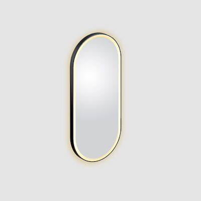 Spiegel Clou Look At Me Met LED Verlichting Ovaal 100×45 cm Met Omlijsting Mat Zwart