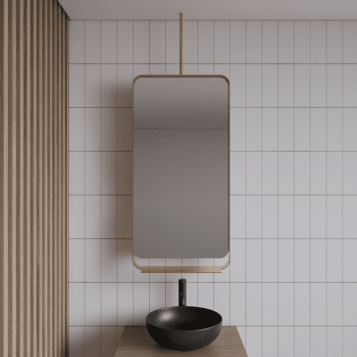Spiegel Gliss Astra 100×50 Cm Koper Met Planchet En Plafondbevestiging