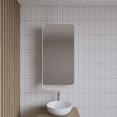 Spiegel Gliss Astra 100×50 Wit Met Planchet en Plafondbevestiging