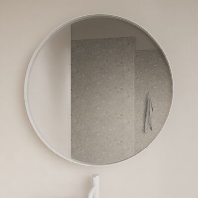 Spiegel Gliss Design Asteri Zonder LED Verlichting 120 cm Met Rand Mat Wit