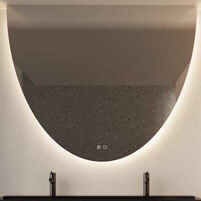 Spiegel Gliss Design Eos 160x120cm Met Ronding Naar Beneden En Spiegelverwarming