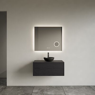 Spiegel Gliss Design Lumin Rechthoekig 100 x 70 cm Incl. Spiegelverwarming, Scheerspiegel en Indirect LED-verlichting Rondom