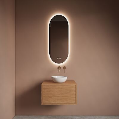 Spiegel Gliss Design Orion Oval Verticaal 40×100 cm met LED-Verlichting en Spiegelverwarming