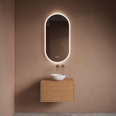 Spiegel Gliss Design Orion Oval Verticaal 50×100 cm met LED-Verlichting en Spiegelverwarming