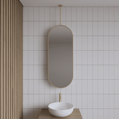Spiegel Gliss Halo 90×40 Cm Goud Met Plafondbevestiging