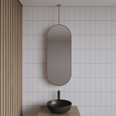 Spiegel Gliss Halo 90×40 Cm Koper Met Plafondbevestiging