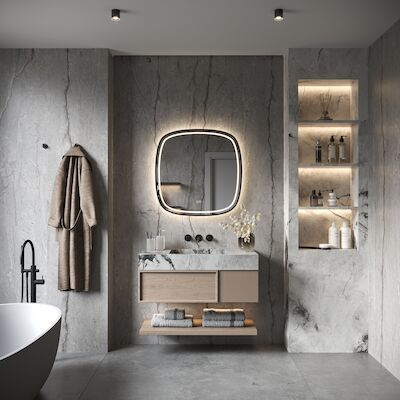 Spiegel Hipp Design Phantom 008 Met Verlichting Incl. Spiegelverwarming (Alle Maten)
