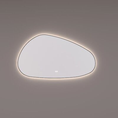 Spiegel Hipp Design SPV 13600 BL Organisch Met Verlichting Incl. Spiegelverwarming Mat Zwart Frame (Alle Maten)