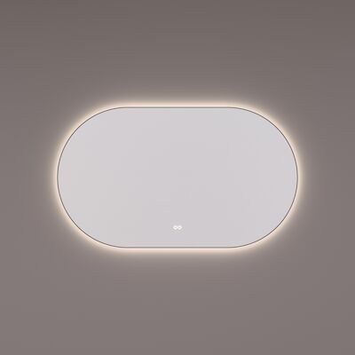Spiegel Hipp Design SPV 13700 BL Ovaal Met Verlichting Incl. Spiegelverwarming Mat Zwart Frame (Alle Maten)