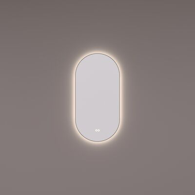 Spiegel Hipp Design SPV 13900 BL Ovaal Met Verlichting Incl. Spiegelverwarming Mat Zwart Frame (Alle Maten)