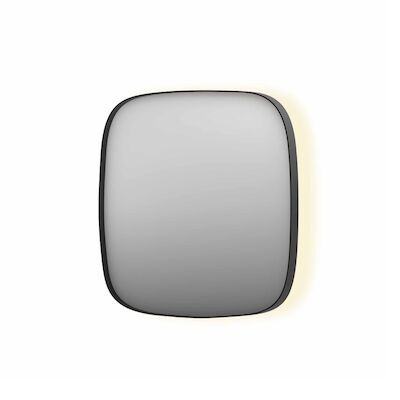 Spiegel INK SP30 60x4x60 cm incl. Indirect LED-Verlichting Rondom en Spiegelverwarming Geborsteld Metal Black