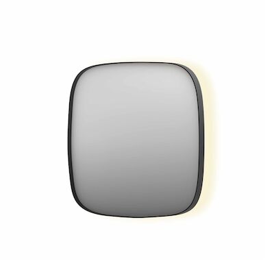 Spiegel INK SP30 80x4x80 cm incl. Indirect LED-Verlichting Rondom en Spiegelverwarming Geborsteld Metal Black