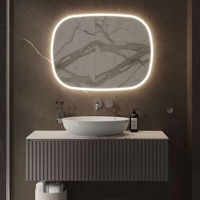 Spiegel Martens Design Paris 100×80 Cm Met Indirecte Verlichting Rondom En Spiegelverwarming