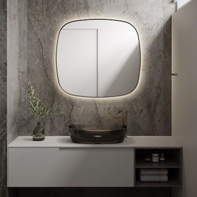 Spiegel Martens Design Peru 80×80 Cm Met Indirecte Verlichting Rondom En Spiegelverwarming Koper