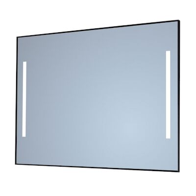 Spiegel Sanicare Q-Mirrors 120×70 cm Rechthoek Met Links & Rechts LED Warm White, Omlijsting Mat Zwart incl. ophangmateriaal Zonder Schakelaar