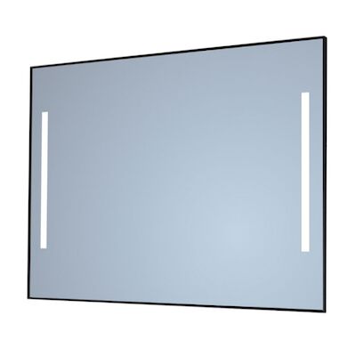 Spiegel Sanicare Q-Mirrors 75×70 cm Rechthoek Met Links & Rechts LED Cold White, Omlijsting Mat Zwart incl. ophangmateriaal Zonder Schakelaar