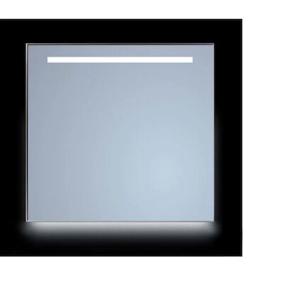 Spiegel Sanicare Q-Mirrors 80×70 cm Rechthoek Met Aan De Bovenkant & Onderzijde LED Cold White, Omlijsting Aluminium incl. ophangmateriaal Met Afstandsbediening