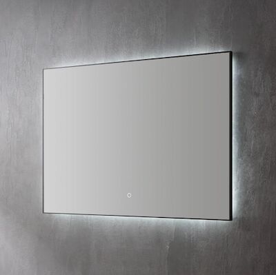 Spiegel Sanilux Decor Met Indirecte LED Verlichting 80×70 cm Mat Zwart Incl. Spiegelverwarming