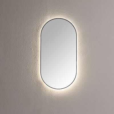 Spiegel Sanilux Ovaal Met Direct LED 3 Kleuren Instelbaar 90×45 cm Mat Zwart