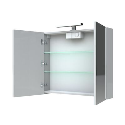 Spiegelkast Allibert Juno LED Verlichting 80×75.2x16cm Softclose Deuren Glans Wit