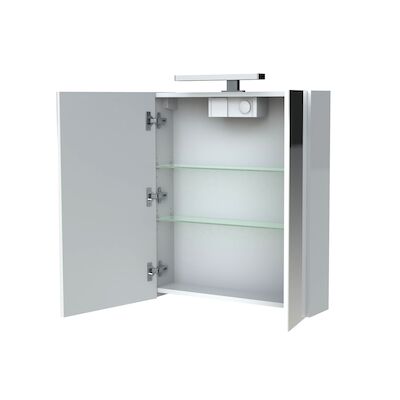 Spiegelkast Allibert Juno LED Verlichting NL Stopcontact 60×75.2x16cm Softclose Deuren Glans Wit