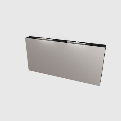 Spiegelkast BWS Cube 150x70x16 cm Mat Zwart Urban (3 deuren)