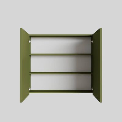 Spiegelkast BWS Cube 80x70x16 cm 2 Deuren Groen