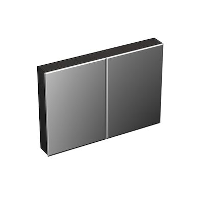 Spiegelkast Forzalaqua Uni 100×68.5×12.5 Cm 2 Deuren Tweezijdig Spiegel Eiken Black Oiled