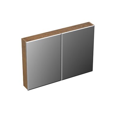Spiegelkast Forzalaqua Uni 100×68.5×12.5 Cm 2 Deuren Tweezijdig Spiegel Eiken Castle Brown
