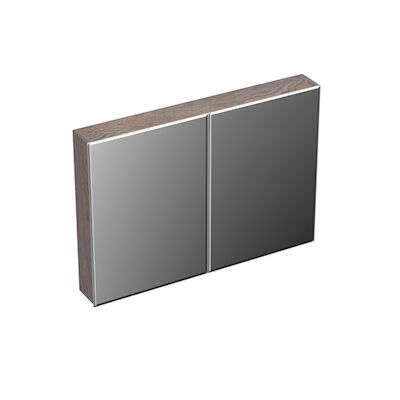 Spiegelkast Forzalaqua Uni 100×68.5×12.5 Cm 2 Deuren Tweezijdig Spiegel Eiken Silver Grey