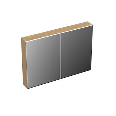 Spiegelkast Forzalaqua Uni 100×68.5×12.5 Cm 2 Deuren Tweezijdig Spiegel Eiken Smoke