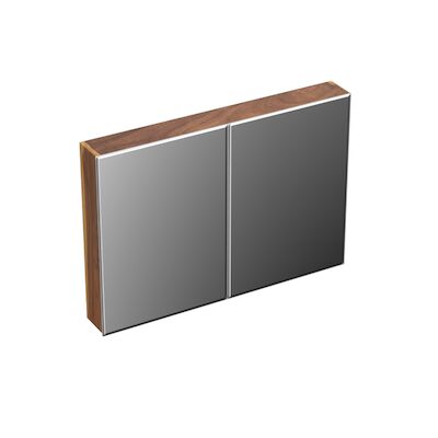 Spiegelkast Forzalaqua Uni 100×68.5×12.5 Cm 2 Deuren Tweezijdig Spiegel Noten Pure Walnut