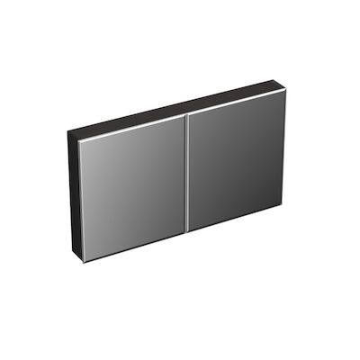 Spiegelkast Forzalaqua Uni 120×68.5×12.5 Cm 2 Deuren Tweezijdig Spiegel Eiken Black Oiled