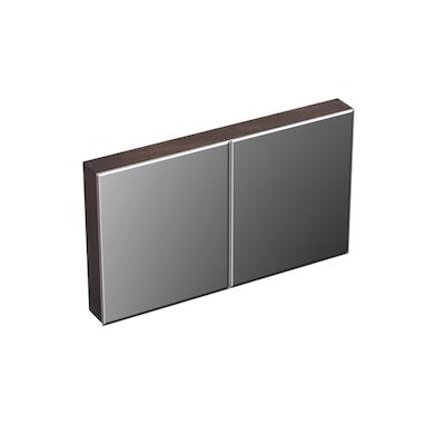 Spiegelkast Forzalaqua Uni 120×68.5×12.5 Cm 2 Deuren Tweezijdig Spiegel Eiken Charcoal