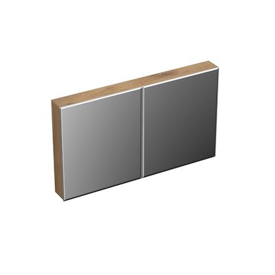 Spiegelkast Forzalaqua Uni 120×68.5×12.5 Cm 2 Deuren Tweezijdig Spiegel Eiken Oyster