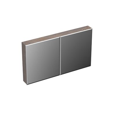 Spiegelkast Forzalaqua Uni 120×68.5×12.5 Cm 2 Deuren Tweezijdig Spiegel Eiken Silver Grey