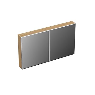 Spiegelkast Forzalaqua Uni 120×68.5×12.5 Cm 2 Deuren Tweezijdig Spiegel Eiken Smoke