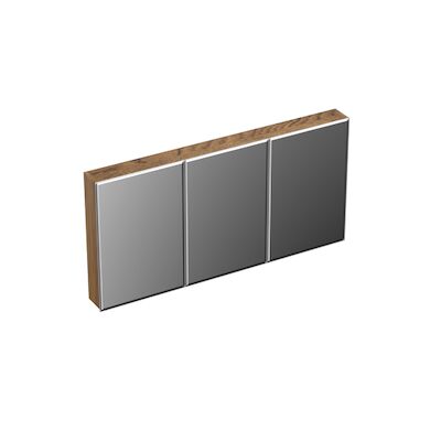 Spiegelkast Forzalaqua Uni 140×68.5×12.5 Cm 3 Deuren Tweezijdig Spiegel Eiken Castle Brown