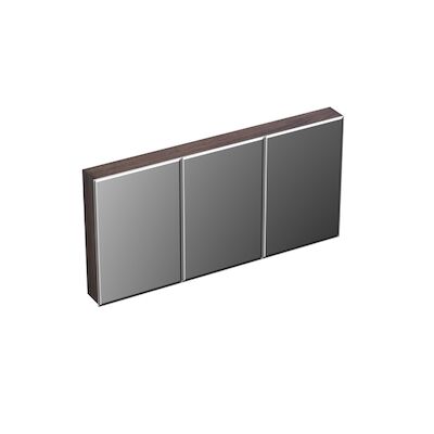 Spiegelkast Forzalaqua Uni 140×68.5×12.5 Cm 3 Deuren Tweezijdig Spiegel Eiken Charcoal