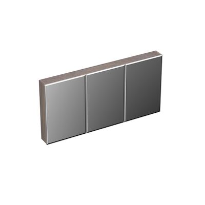 Spiegelkast Forzalaqua Uni 140×68.5×12.5 Cm 3 Deuren Tweezijdig Spiegel Eiken Silver Grey