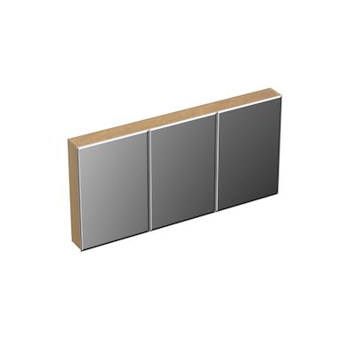 Spiegelkast Forzalaqua Uni 140×68.5×12.5 Cm 3 Deuren Tweezijdig Spiegel Eiken Smoke
